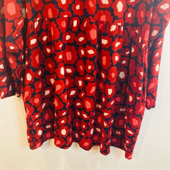 COMPAÑIA FANTASTICA  Sz XL Graphic Floral Peplum Long Sleeve Pocket Tunic Top - Picture 6 of 7